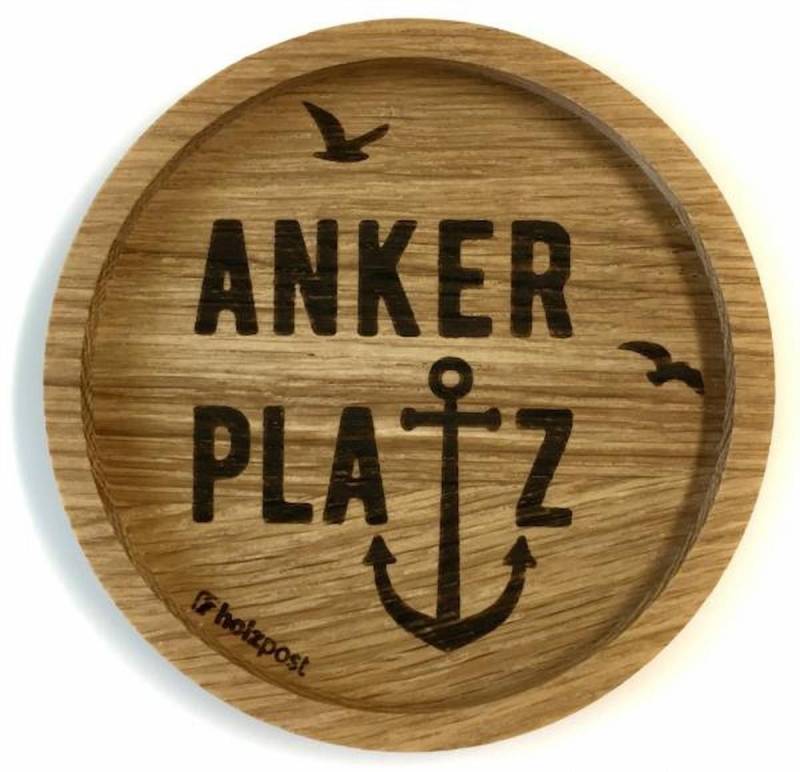 holzpost GmbH Getränkeuntersetzer Witzige Holzuntersetzer "Ankerplatz" von holzpost GmbH