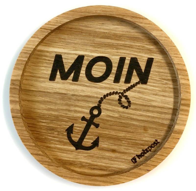 holzpost GmbH Getränkeuntersetzer Witzige Holzuntersetzer "Moin" von holzpost GmbH