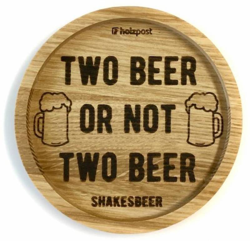 holzpost GmbH Getränkeuntersetzer Witzige Holzuntersetzer "Two Beer" von holzpost GmbH