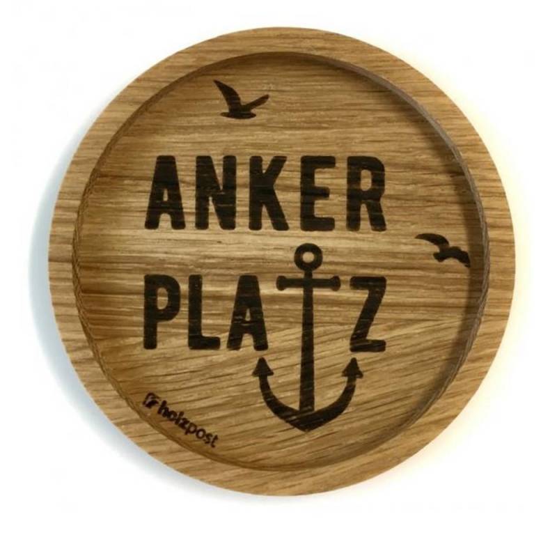holzpost GmbH Glasuntersetzer Holzuntersetzer "Ankerplatz", Untersetzer aus massiver Eiche holzpost GmbH Glasuntersetzer Holzuntersetzer "Ankerplatz", Untersetzer aus massiver Eiche von holzpost GmbH