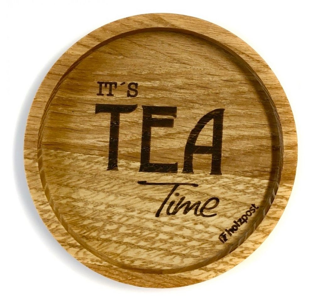 holzpost GmbH Tassenuntersetzer Holzuntersetzer Tea Time", Untersetzer aus massiver Eiche" von holzpost GmbH