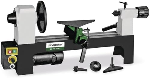Holzstar Drechselbank DB 305 Vario (Drehzahlbereich 750-3200 U/min, Reit-/Spindelstock aus Grauguss, Pinolenverstellung 35 mm, Aufnahmeleistung 0,25 kW) 5920305 von holzstar