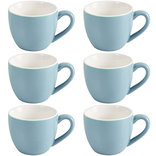 homEdge Mini-Espressotasse, 90 ml, kleine Kaffeetassen Demitasse für Espresso, Tee, 6 Stück, Hellblau von homEdge