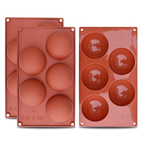 homEdge Extra große 5-fach-Halbkugel-Silikonform, 3 Packungen Backform zur Herstellung von Schokolade, Kuchen, Gelee, Dome-Mousse von homEdge