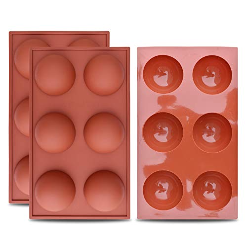 homEdge Halbkugel-Silikonform mit 6 Hohlräumen, 3 Packungen Backform zur Herstellung von Schokolade, Kuchen, Gelee, Dome-Mousse von homEdge