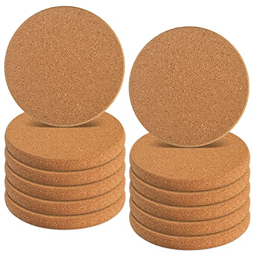 homEdge Korkuntersetzer, 12 Packungen extra dicke runde Untersetzer, 10,2 cm Durchmesser und 6,3 cm dicke einfarbige Untersetzer von homEdge