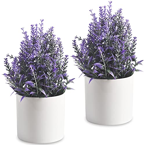 homEdge Künstlicher Mini-Topf-Lavendel, künstliche Kunststoffpflanze mit Topf für Zuhause, Büro, Schreibtischdekoration von homEdge