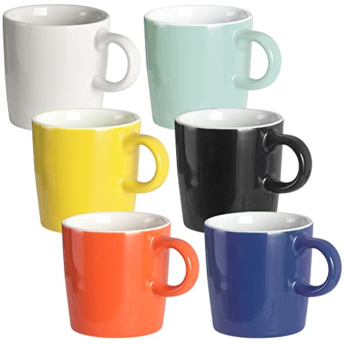 homEdge Mini-Espressotasse aus Porzellan, 120 ml, kleine Kaffeetassen, Demitasse für Espresso, Tee, 6er-Set, 6 Farben von homEdge