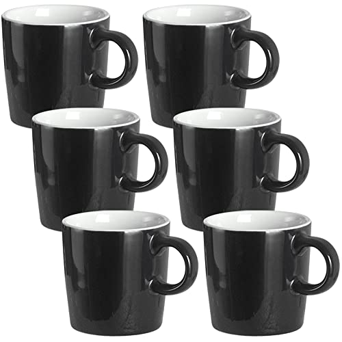 homEdge Mini Pro Espressotasse, 113.4 g / 120 ml, winzige Keramik-Kaffeetassen, Demitasse für Espresso, Tee, 6 Stück, Schwarz von homEdge