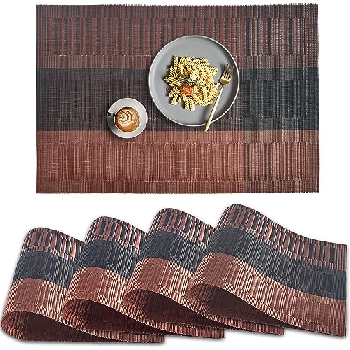 homEdge PVC-Platzsets, rutschfest, hitzebeständig, waschbar, Vinyl, 4 Stück, Ombré-Braun, Schwarz homEdge PVC-Platzsets, rutschfest, hitzebeständig, waschbar, Vinyl, 4 Stück, Ombré-Braun, Schwarz von homEdge