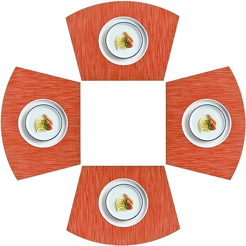 homEdge PVC Tischset, Keil-Tischsets, waschbare Vinyl-Tischsets, für runden Tisch, 4er-Set, Orange von homEdge
