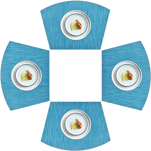 homEdge PVC Tischset, Keil-Tischsets, waschbare Vinyl-Tischsets, für runden Tisch, 4er-Set, Blau von homEdge