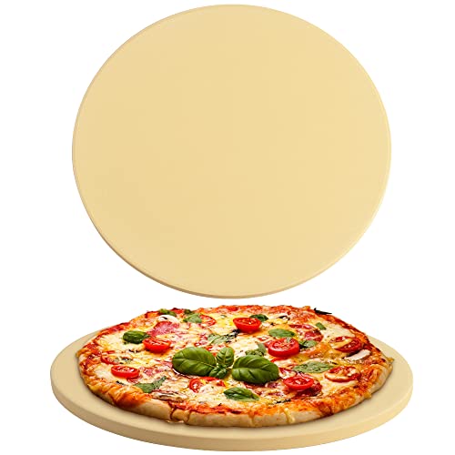 homEdge Cordierit-Pizzastein-Set, rund, für Brot, Pizza, hitzebeständiger Backstein für Ofen und Grill, 38 cm Durchmesser von homEdge