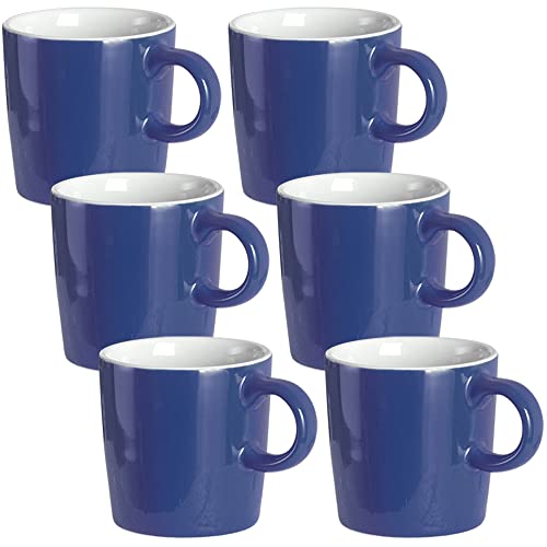 homEdge Mini Pro Espressotasse, 120 ml, kleine Keramik-Kaffeetassen, Demitasse für Espresso, Tee, 6 Stück, Marineblau von homEdge