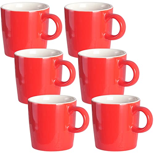 homEdge Mini Pro Espressotasse, 113.4 g / 120 ml, winzige Keramik-Kaffeetassen, Demitasse für Espresso, Tee, 6 Stück, Rot von homEdge