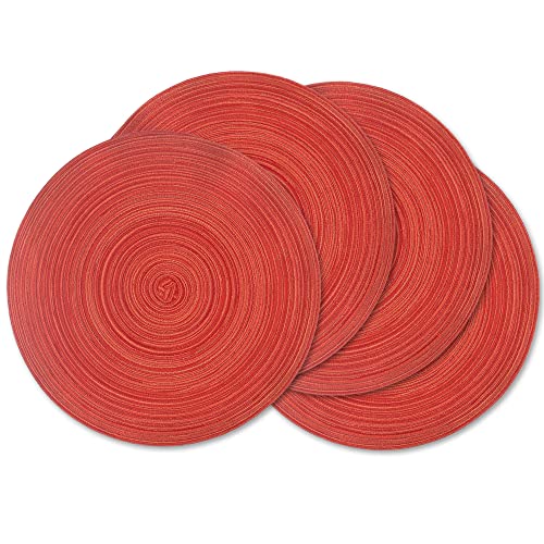 homEdge Tischset, rund, geflochten, waschbar, 38,1 cm, Rot, 4 Stück von homEdge