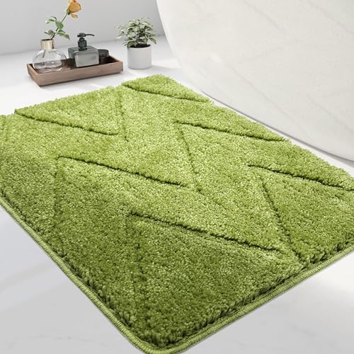 homantic Grasgrüne Badezimmerteppich – grüne Badematten für Badezimmer, rutschfest Badteppich, Badezimmer-Dekor, wasserabsorbierend, für Waschbecken, Badewanne, Badteppiche grün, 40 x 60 cm von homantic