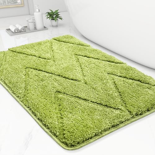 homantic Grasgrüne Badezimmerteppich – grüne Badematten für Badezimmer, rutschfest Badteppich, Badezimmer-Dekor, wasserabsorbierend, für Waschbecken, Badewanne, Badteppiche grün, 50 x 80 cm von homantic