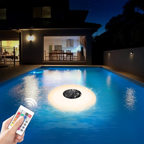 Pool Lichter Schwimmend Teichbeleuchtung Vier Blinkmodi 33 * 33 cm Poolbeleuchtung mit Fernbedienung 16 Farben RGB Farbwechsel Wasserdichte Lichter für Pool Garten, Teich, Party von homdat