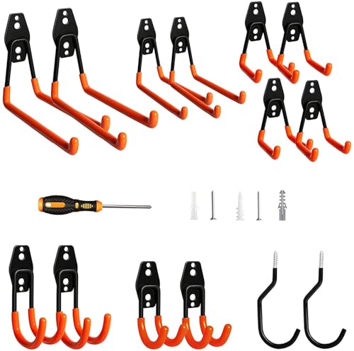 home Trends Haken14 Stück Garage Storage Doppelhaken Wandhaken Gerätehaken Multi Größe Heavy Duty Eisen Werkzeughalter Fahrrad Wandhalterung Organisation, Elektrowerkzeugen (1, Orange) von home Trends