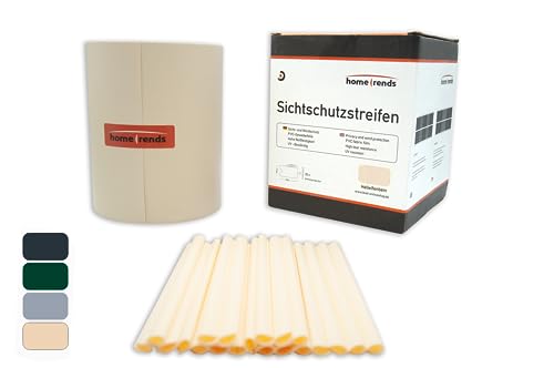 home Trends Hochwertige Sichtschutzstreifen 35m x 19cm Beige–weiche PVC Zaunfolie Inkl. 20 Clips –Wetterfest und Windschutz vielseitig einsetzbar für Gartenzaun, Sichtschutz und Doppelstabmatten von home Trends