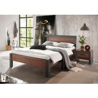 Home affaire Bettanlage "BROOKLYN", (Set, 2 St., Einzelbett mit Holzkopfteil, Nachtkommode) von home affaire