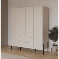 Home affaire Drehtürenschrank "Jukon, moderner Kleiderschrank mit Metallfüßen", (B/H/T 3-Türer: ca. 135/210/60 4-Türer ca: 180/210/60), Drehtürenschrank 4 Türen/2 Schubkästen, push to open Funktion von home affaire