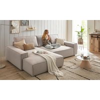 Home affaire Ecksofa "NEU: SHERWOODL XXL 284, Big-Sofa L-Form, tiefe Sitzfläche 95 cm, Cord,", Leinenoptik, Recamiere rechts/links, auch als Schlafsofa stellbar von home affaire