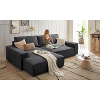 Home affaire Ecksofa "NEU: SHERWOODL XXL 284, Big-Sofa L-Form, tiefe Sitzfläche 95 cm, Cord,", Leinenoptik, Recamiere rechts/links, auch als Schlafsofa stellbar von home affaire