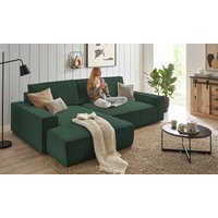 Home affaire Ecksofa "NEU: SHERWOODL XXL 284, Big-Sofa L-Form, tiefe Sitzfläche 95 cm, Cord,", Leinenoptik, Recamiere rechts/links, auch als Schlafsofa stellbar von home affaire