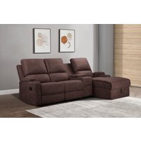 Home affaire Ecksofa "NAPORI Multimediasofa, 3er Kinosessel XXL, L-Form, 3 Bezugsstoffe", Kinosofa mit Relaxfunktion, Getränkehalter, Staufach und Staukasten von home affaire