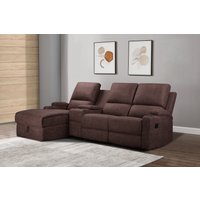 Home affaire Ecksofa "NAPORI Multimediasofa, 3er Kinosessel XXL, L-Form, 3 Bezugsstoffe", Kinosofa mit Relaxfunktion, Getränkehalter, Staufach und Staukasten von home affaire