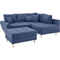 Home affaire Ecksofa "Rice L-Form inkl. Hocker", (Set, mit Hocker), mit Bonnellfederkern, Hocker & Kissen, Ottomane beidseitig montierbar von home affaire
