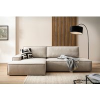 Home affaire Ecksofa "SHERWOOD, Schlafsofa in L-Form offen (275cm), Cord, Leinenoptik", Schlaffunktion und Bettkasten, Kedernaht, hoher Sitz- & Liegekomfort von home affaire