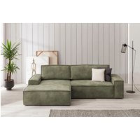 Home affaire Ecksofa SHERWOOD Schlafsofa 267 cm, L-Form, Schlaffunktion mit Bettkasten (210x136 cm), Cord, Vintage, Samtvelours von home affaire