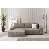 Home affaire Ecksofa SHERWOOD Schlafsofa 267 cm, L-Form, Schlaffunktion mit Bettkasten (210x136 cm), Cord, Vintage, Samtvelours von home affaire