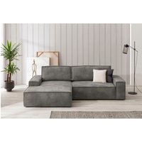 Home affaire Ecksofa SHERWOOD Schlafsofa 267 cm, L-Form, Schlaffunktion mit Bettkasten (210x136 cm), Cord, Vintage, Samtvelours von home affaire