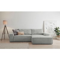 Home affaire Ecksofa "SHERWOOD Schlafsofa 267 cm, L-Form," Schlaffunktion mit Bettkasten (210x136 cm), Cord, Vintage, Samtvelours von home affaire