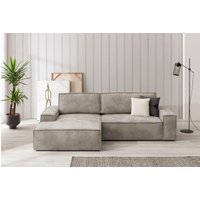 Home affaire Ecksofa "SHERWOOD Schlafsofa 267 cm, L-Form," Schlaffunktion mit Bettkasten (210x136 cm), Cord, Vintage, Samtvelours von home affaire