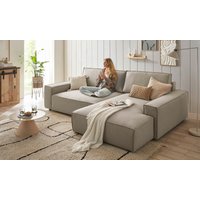 Home affaire Ecksofa "NEU: SHERWOODL XXL 284, Big-Sofa L-Form, tiefe Sitzfläche 95 cm, Cord,", Leinenoptik, Recamiere rechts/links, auch als Schlafsofa stellbar von home affaire