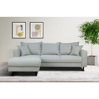 Home affaire Ecksofa "VEYRAS L-Form, hoher Sitzkomfort, Maße B/T/H: 230/150/76 cm" mit Wellenunterfederung, incl. Rückenkissen und Zierkissen von home affaire