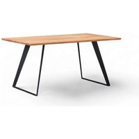 Home affaire Esstisch "Talwiese Küchentisch, U-Form Metallgestell, Wildeiche massiv geölt" Baum Kante oder Schweizer Kante, erhältlich in 3 Größen und 2 Farben von home affaire