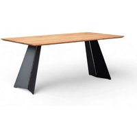 Home affaire Esstisch "Winteregg Küchentisch, Metall-Wangengestell, Wildeiche massiv geölt" Baum Kante oder Schweizer Kante, erhältlich in 3 Größen und 2 Farben von home affaire