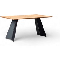 Home affaire Esstisch "Winteregg Küchentisch, Metall-Wangengestell, Wildeiche massiv geölt" Baum Kante oder Schweizer Kante, erhältlich in 3 Größen und 2 Farben von home affaire