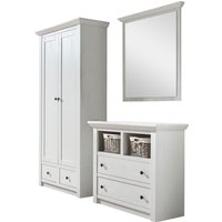 Home affaire Garderoben-Set "California, Komplettset im Landhausstil, moderne Garderobe" Set, 3 Stk. tlg. enthält Kommode, Garderobenschrank und Spiegel, 220 cm breit von home affaire