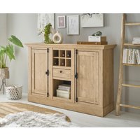 Home affaire Highboard "Cornwall, Kommode im Landhausstil, Schrank, Sideboard, Eiche Dekor" 1 Stk. tlg. verschnörkelte Metallgriffe, ausreichend Stauraum, 152 cm breit von home affaire