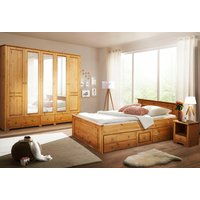 Home affaire Kleiderschrank "Hugo", (3 Breiten: 106/200/245 cm H/T ca. 190/58 cm), aus massiver Kiefer im Landhausstil, mit Spiegel von home affaire