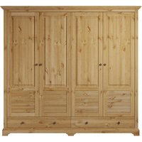Home affaire Kleiderschrank "Rauna, aus massiver Kiefer, 4-türig, mit Lamellen und Kassetten", (B/H/T ca. 203/183/61), FSC zertifiziertes Massivholz (Kiefer), robuste Qualität von home affaire