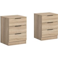 Home affaire Nachtkommode "Skarde 2 Nachttische, jeweils Breite: 45 cm", (Set, 2 St., Sie bekommen 2 Nachttische im Set), Skarde, 2er Set Nachtkommode, 3 Schubkästen, Sonoma Eiche NB von home affaire