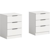 Home affaire Nachtkommode "Skarde 2 Nachttische, jeweils Breite: 45 cm", (Set, 2 St., Sie bekommen 2 Nachttische im Set), Skarde, 2er Set Nachtkommode, 3 Schubkästen, weiß von home affaire